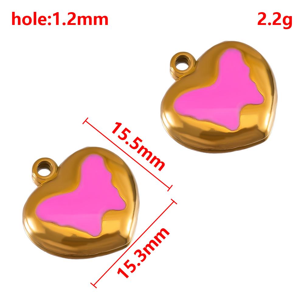2/5Pcs Stainless Steel Series Pink Purple Elegant Cute Pendant Gold Bottom Pendant DIY Necklace Jewelry Handmade Accessories