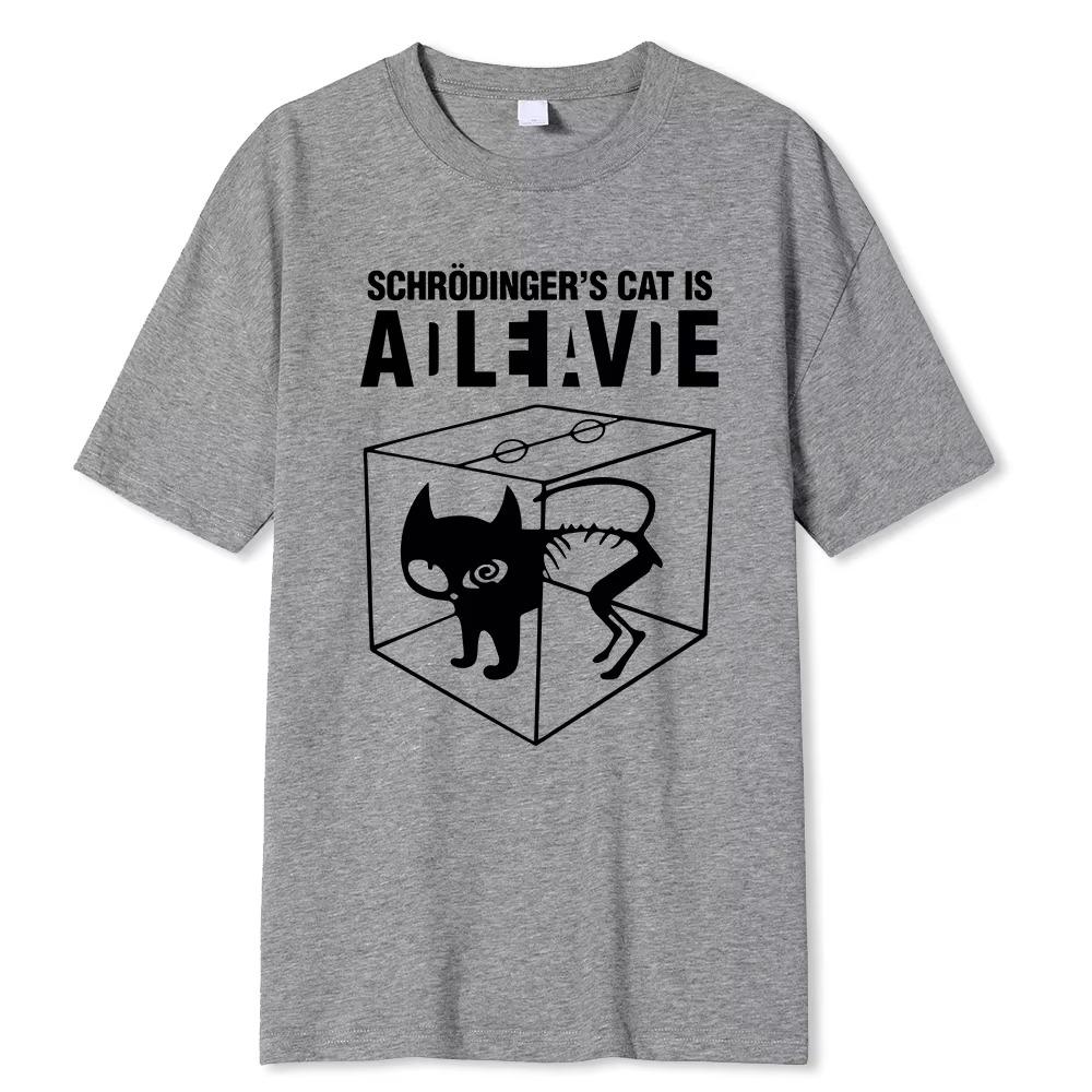T-skjorte herre topp kvalitet 100 % bomull Schrodingers kattetrykk Kortermet herre T-skjorte Uformell The Big Bang Theory T-skjorte for kvinner