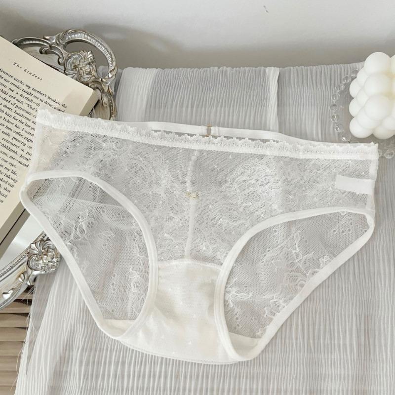 Lace Underwear for Girls Pure Desire Sexy Hollow Briefs Pearl Pure Cotton Crotch Triangle Panties