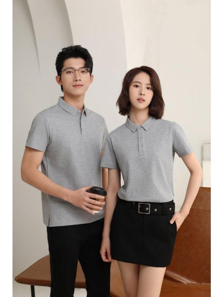 Solid Color T-Shirt Summer Women's and Men's Lapel Short Sleeve YG-258/256