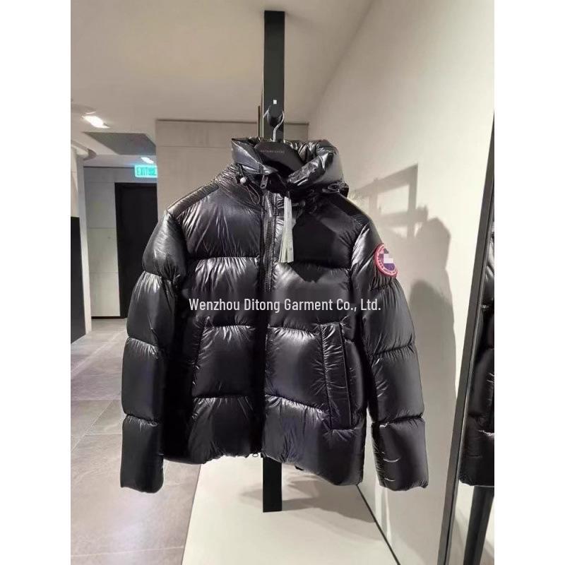 2025 Unisex Canada Goose Błyszcząca Kurtka Puchowa Puffer z Kapturem, Czarna - Ciepła i Luźny Krój
