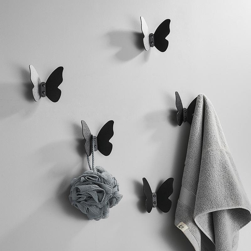 1Pc Creativity Butterflies Hook Aluminum Alloy Able Wall Hook Key Storage Hanger Kitchen Bathroom Organizer For