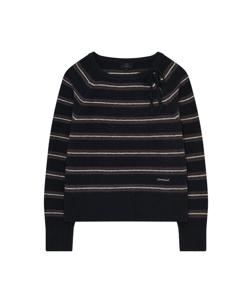 COVERNAT WOMAN Ribbon Stripe Knit Dark Navy