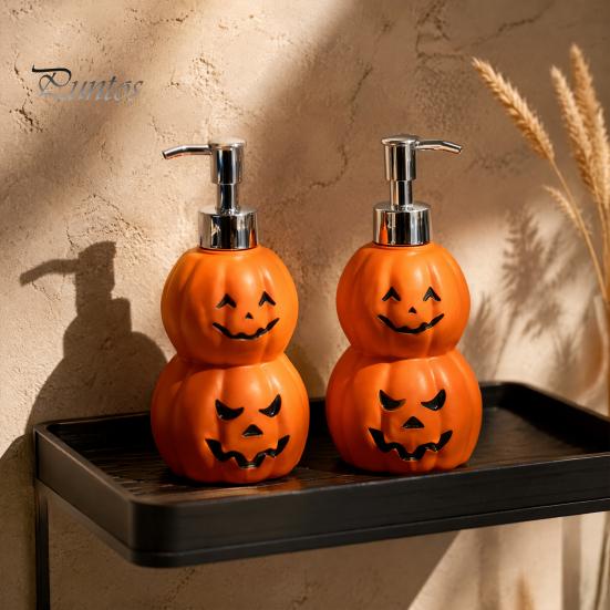 Unieke Pompoenvorm Container Grimace Zeepdispenser Fles, Halloween Lotionpomp Spookachtige Badkamergootsteen Organizer Navulbaar voor Vloeistof En Douchegel