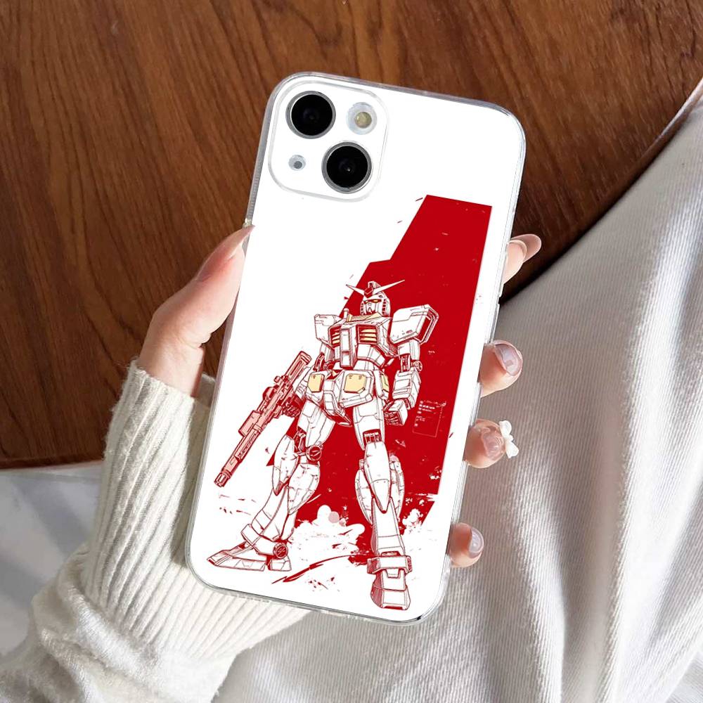 Cartoon G-Gundams Transparent Phone Case For IPhone 16 15 14 13 12 11 Pro Max Plus Soft Cover