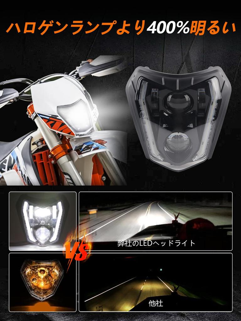 Chelhead LED Headlight K.T.M. Motorcycle Yellow/White Switch with Turning Ring ATV TC FE TE