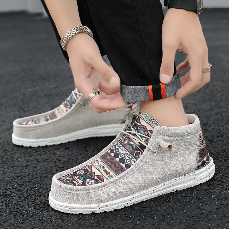 Modische Herren-Bootsschuhe Ethnischer Stil Canvas-Schuhe Trendige Herren Freizeitschuhe für den Alltag Flach Bequem Leicht Herren Penny Loafer