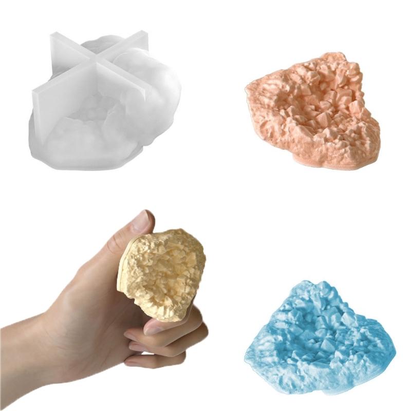 Stone Texture Silicone Candle Molds Rock Stone Shape Silicone  Molds for Epoxy Resin Candle Soap Chocolate Fondant Molds