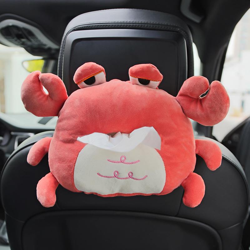 Cute Car Cartoon Plush Tissue Box Cover for Armrest or Seat Back