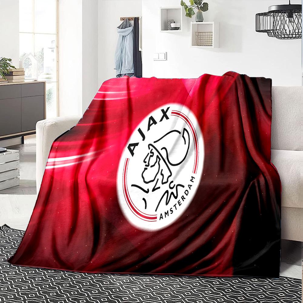 Coperta in Flanella con Stemma Ajax Amsterdam, Morbido Poliestere, Design Moderno, Per Tutte le Stagioni per Campeggio, Viaggi, Regali per le Feste o Compleanni
