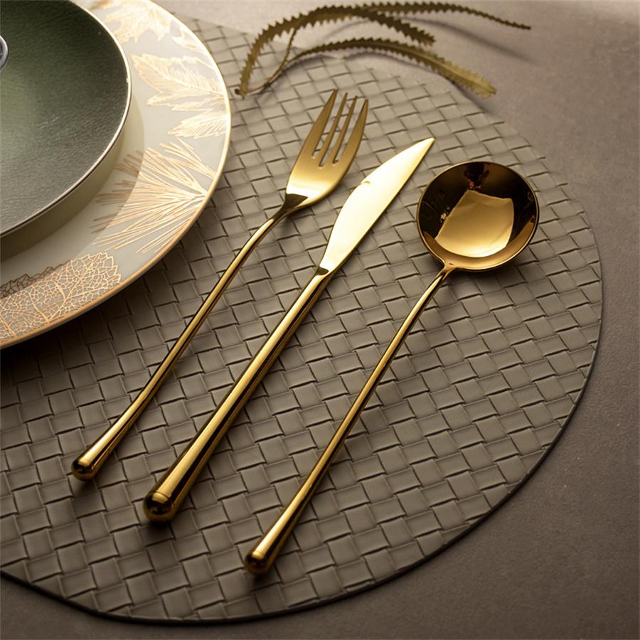 304 Stainless Steel Mirror Light Luxury High Value Steak Knife Fork And Spoon Three-piece Western-style Tableware Dessert Fork