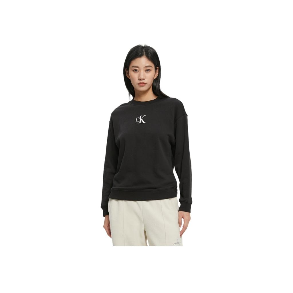 Calvin Klein Logo Print Round Neck Casual Loose Pullover Sweatshirt Women sweatshirt Black J220088