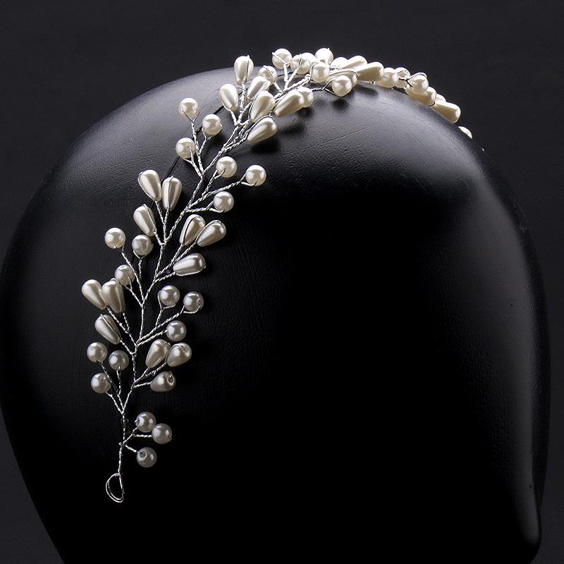 Silver Pearl Beaded Hand-Woven Headband for Styling and Photo Shoots