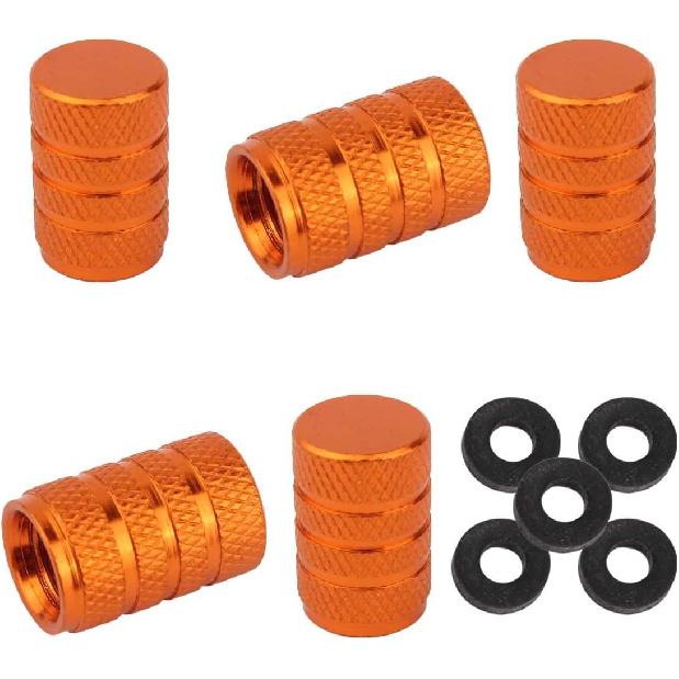 WINKA 5Pcs Car Tire Valve Stem Caps Round Aluminium Alloy Dustproof Tire Valve Stem Covers Universal for Cars with O Rubber Ring Wheel Valve Cap Tire