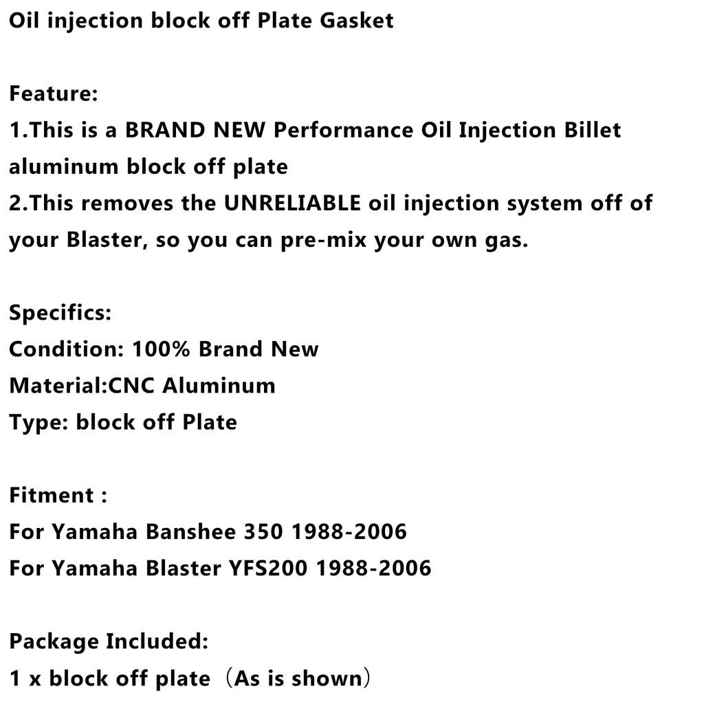 Oljeinsprutningsblockeringsplatta Packning För Yamaha Blaster YFS200 Banshee 350