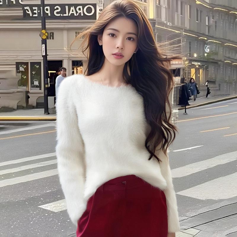 High-Quality Lurex Thickened Women's Pullover Sweater - Autumn/Winter Versatile Sweet Top