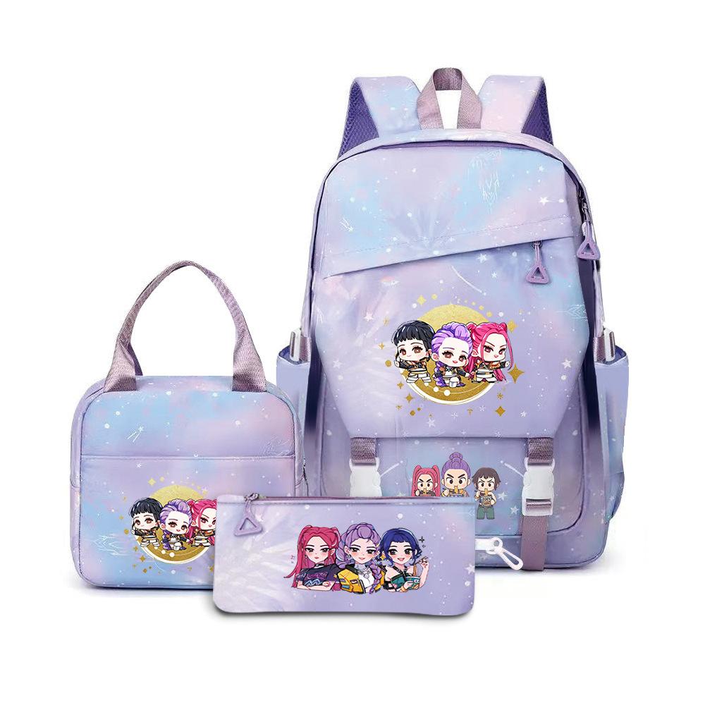 School Season Printed Student Schoolbag Backpack Shoulder Pencil Bag Three-Piece Set