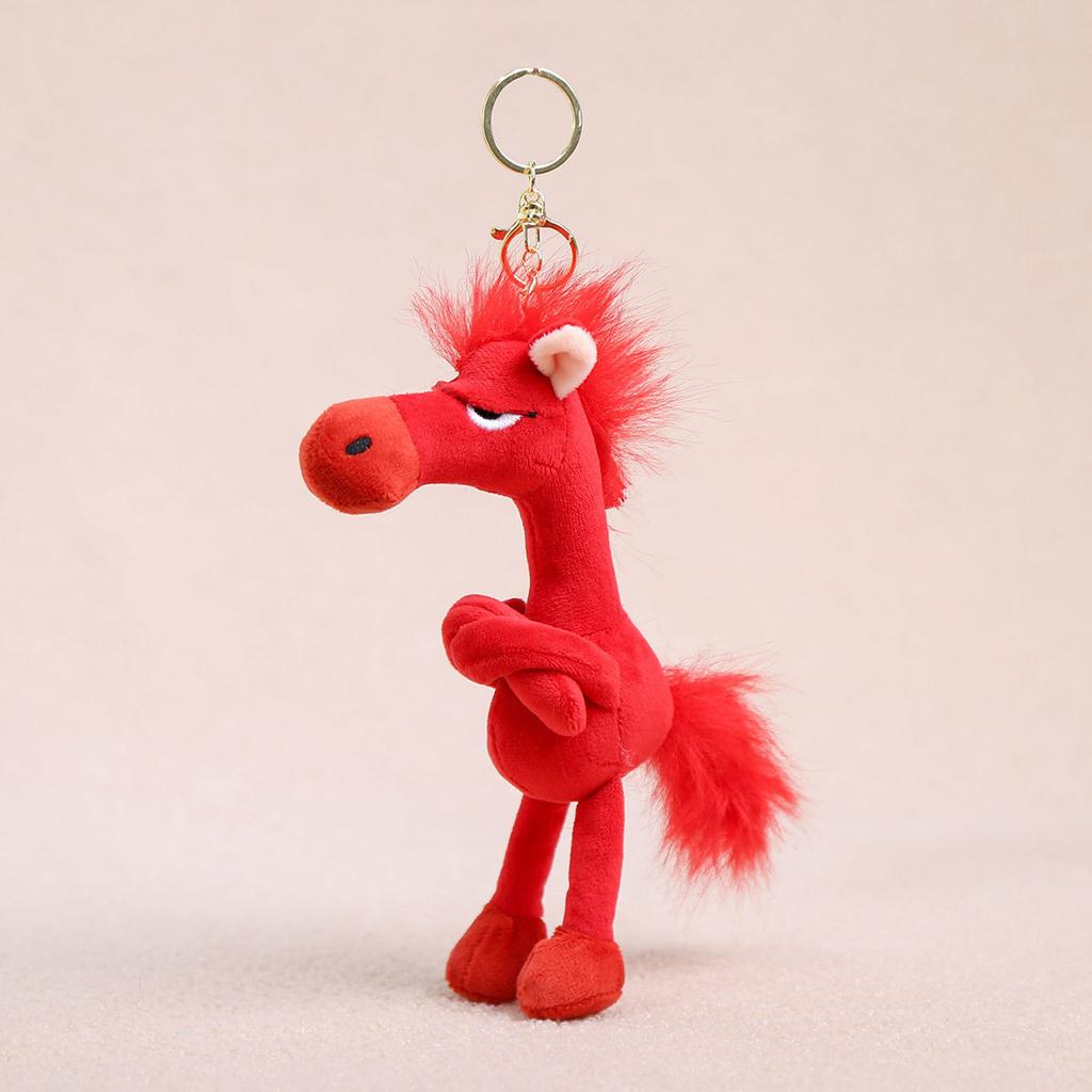Lingot poney marionnette porte-clés cadeau mignon petit pendentif mascotte cheval poupée en peluche cheval jouant pleurant ornement