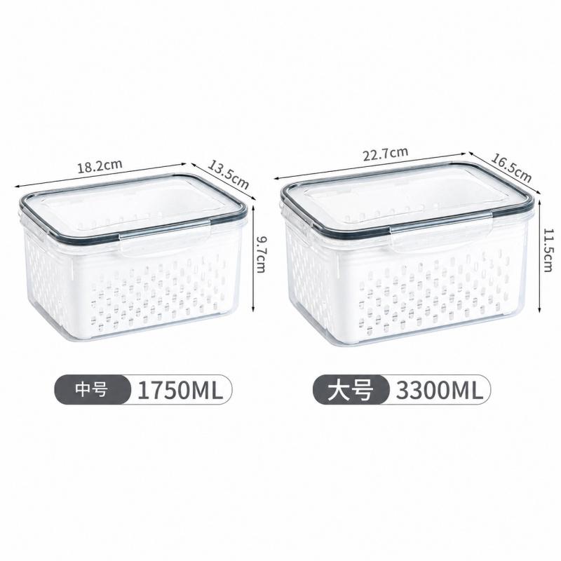 Simple and Durable Food Sealed Fresh-keeping Box Food-grade Fruit and Vegetable Drain Storage Box Freezer Storage Box with Lid