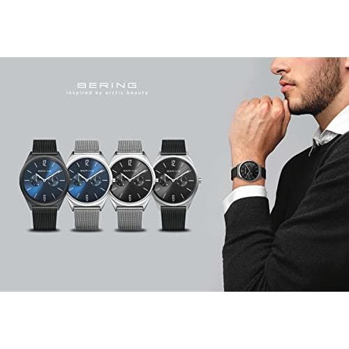 BERING Men's & Women's (Unisex) Analog Quartz Ultra Slim Collection Watch with Genuine Calfskin Leather Strap and Sapphire Crystal (Product Number: 17