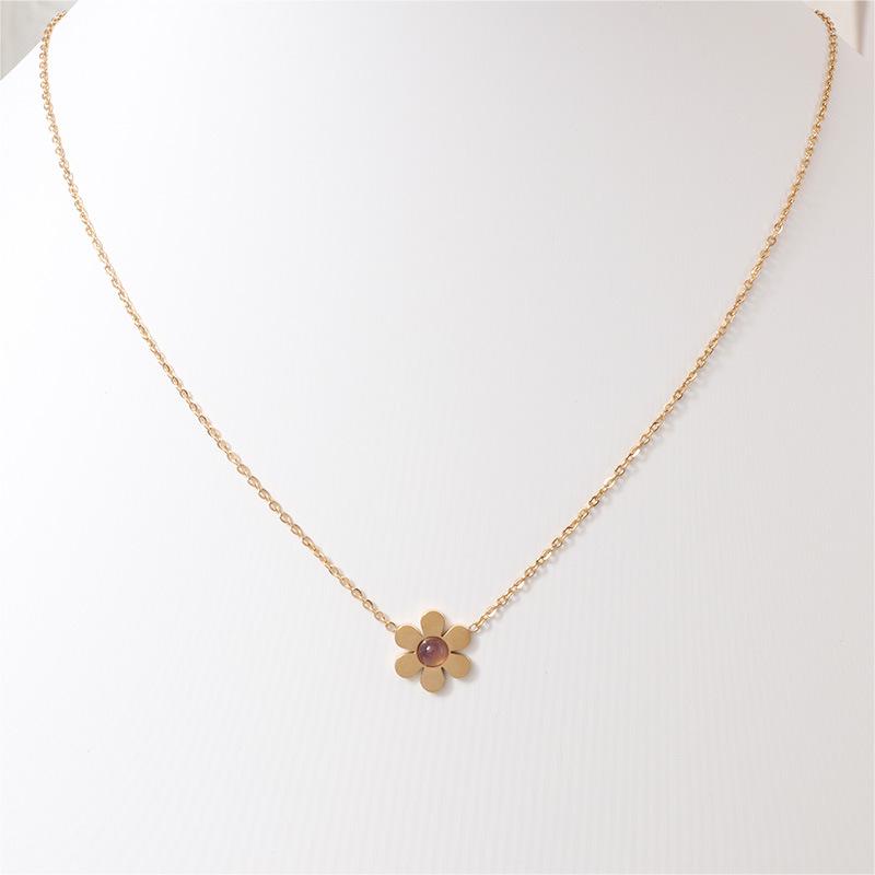 

Летнее ожерелье «Маргаритка» класса люкс: Не выцветающий чокер с цветком из натурального камня для женщин 18K