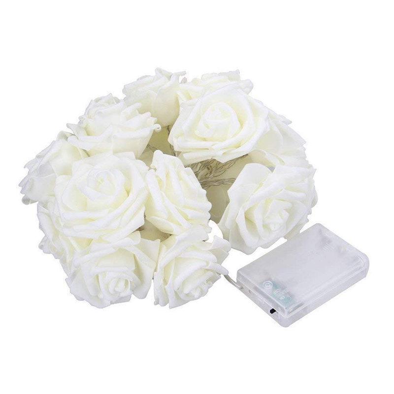 LED Rose String Lights - Foam Flower Fairy Lights for Valentine's Day, Weddings, and Ambiance Decor.