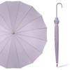 16-Rib Japanese Style Solid Color Umbrella - Automatic Open with Curved Handle, Sun Protection