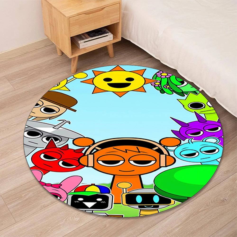 Sprunki Printed Round Rug Carpet Chair Rug Area Rug Entryway Doormats,for Office Chair Living Room Bedroom Kitchen Room.