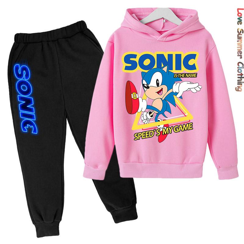 Kids Supersonic Clothing Jogging Blue Sweatshirt Top Coat Pants Two-piece set Hoodie Boys Girls3-12Yrs Clothes Casual Sports Set