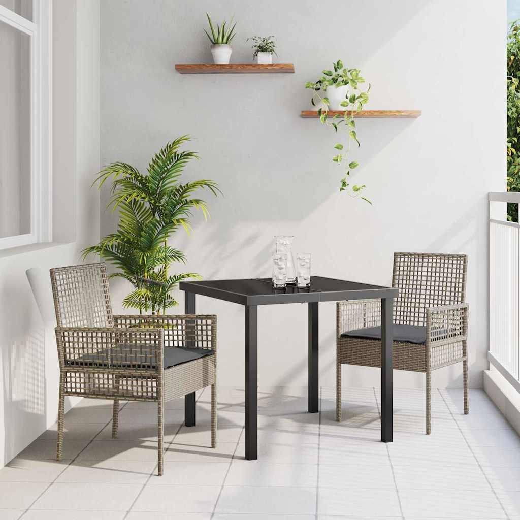 Garden Chair with Cushion 2 Pcs Gray 55 X 53 X 85 Cm Poly Rattan