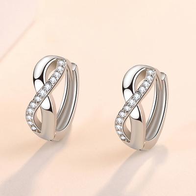 Arrival Female Earring 925 Silver Needle 8 Shaped Twist Infinity Eternal Endless Zircon Small Earrings for Women Girl Gift