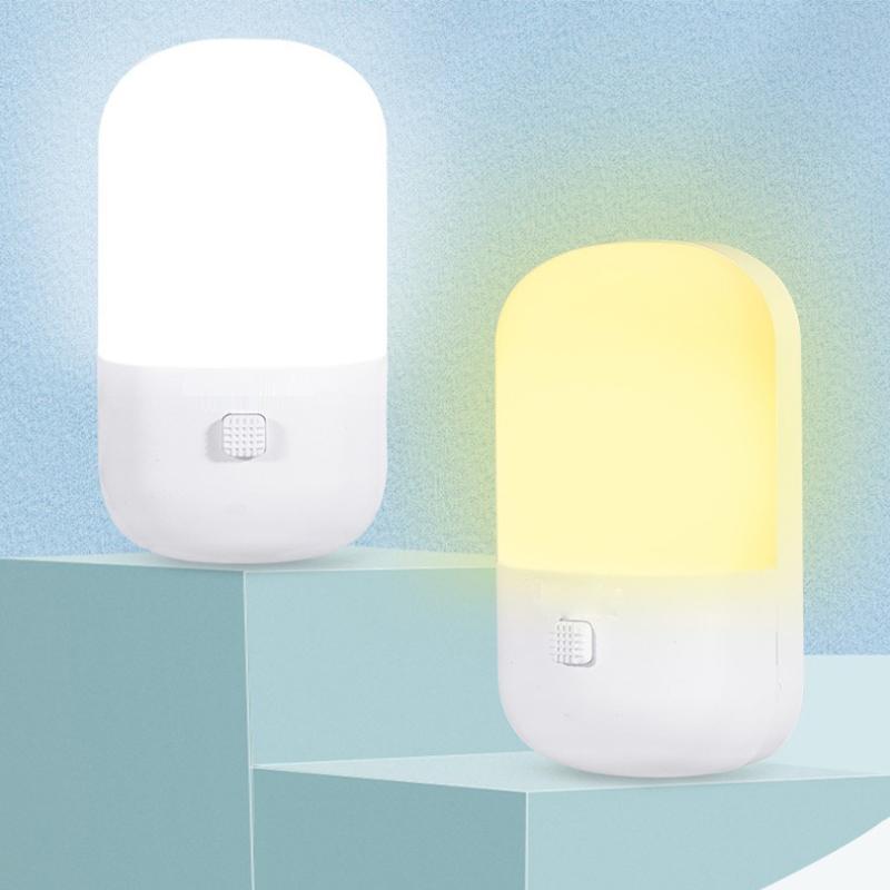 Energiesparende 3-W-Nachtlicht-Plug-in-LED-Steckdosenlampe Innenbeleuchtung EU Zweifarbige Nachttischlampe