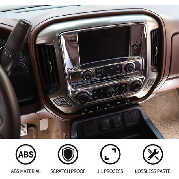Chrome Console GPS Navigation Cover Panel Trim For Chevy Silverado/GMC Sierra