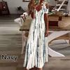 Women's Fashion Summer Print V-Neck Off Shoulder Short Sleeve Splicing Lace Dress