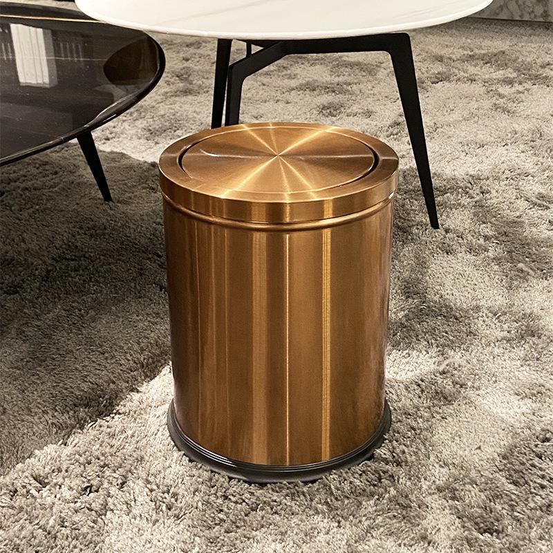 Stainless Steel Swing Lid Trash Can for Home and Kitchen, Light Luxury Design for Bathroom and Living Room.