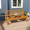 Banc en Bois avec Table Centrale Relevable, Banc d'Extérieur, Loveseat de Patio pour Porche, Jardin, Assise pour 2-3 Personnes
