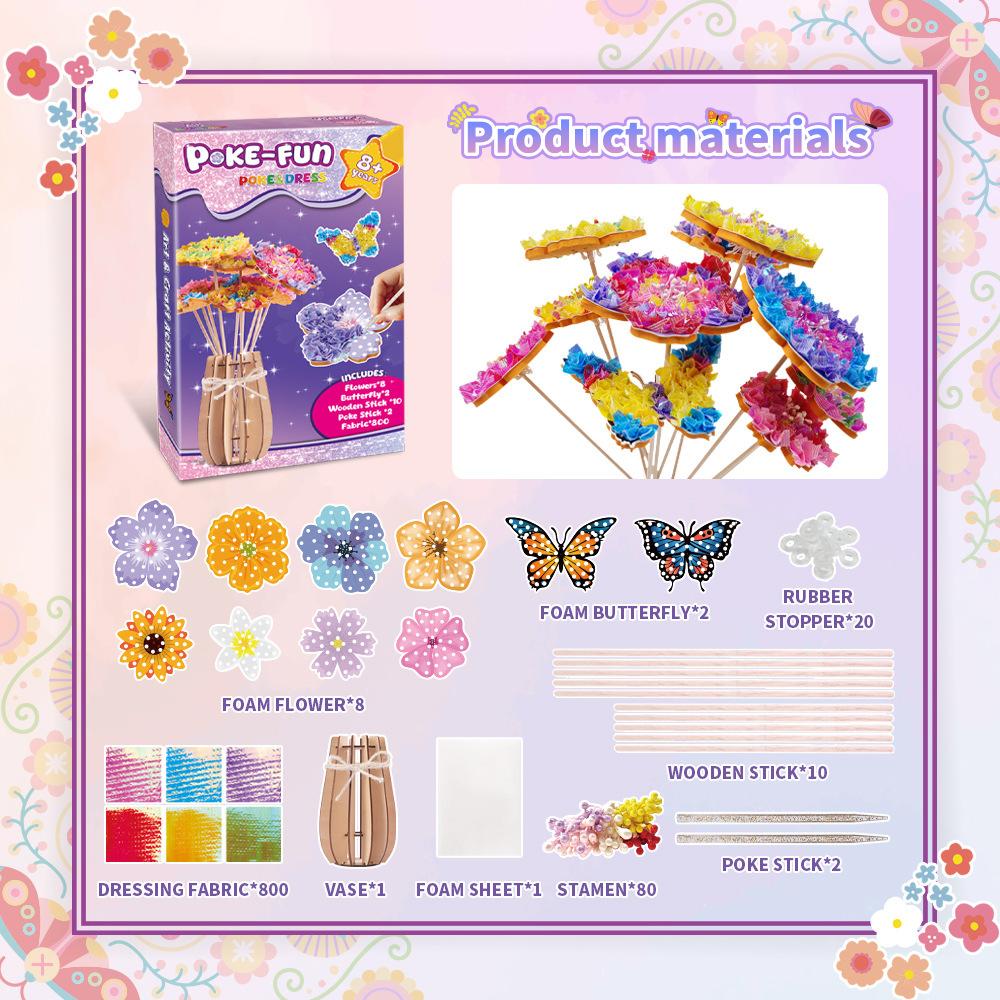 Kids Punch Flower DIY Craft Kit Creative Educational Toy Girls Art Gift Set Multicolor