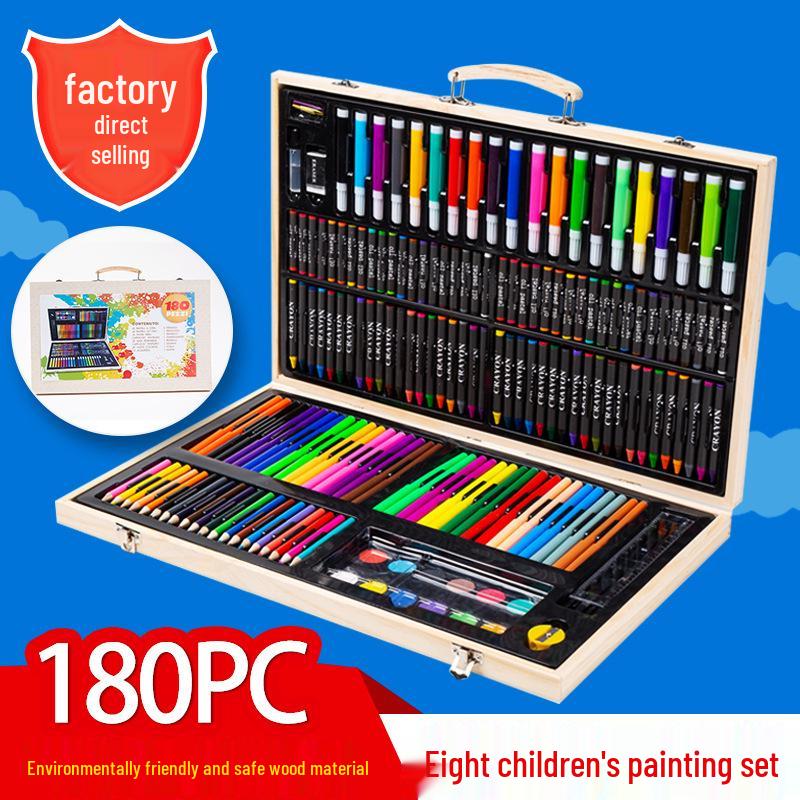 Children's Art Set: 180 Paintbrushes, Watercolor Pencils, Crayons, and 162 Colored Pencils