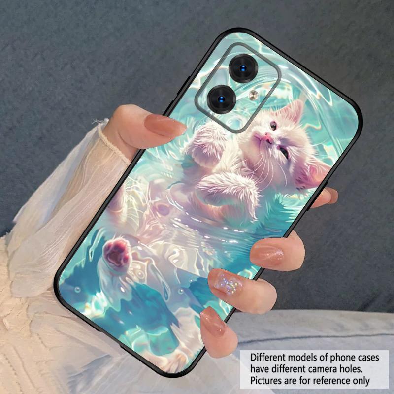 Cat In the Water For Moto Edge 40 50 Neo 5G E 14 15 G04 G05 4G G24 G34 G35 G54 POWER G55 G75 G84 85 Silicone Soft Phone Case