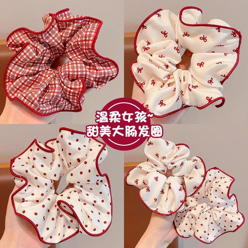 Ancola Red Headdress, Children'S Large Intestine Ring, Does Not Hurt Hair, Girls' Hair Ropes, Girls Tie Balls, High Elastic Hair Rings