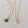 Meier Copper Plated with Real Gold Inlaid with White Butterfly Mother-of-pearl Malachite Oil Drop Necklace Ring