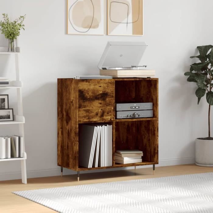 VidaXL Record Cabinet Smoked Oak 84.5x38x89 Cm Engineered Wood 831769