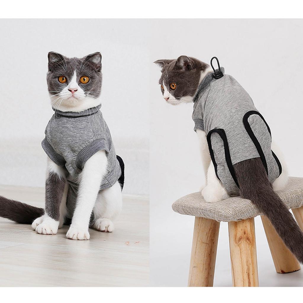 Breathable Cat Spay Recovery Suit Soft Cotton Anti Lick Surgical Garment For Post Surgery Wound Protection