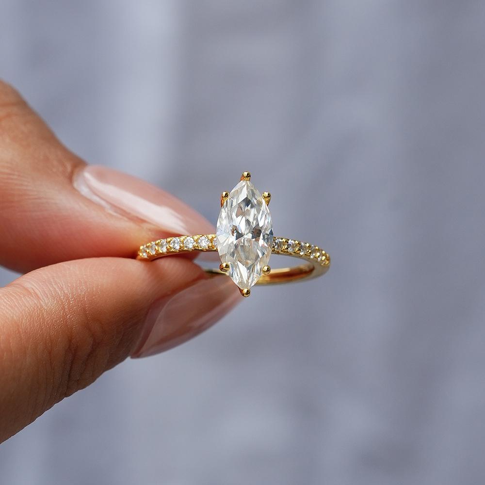 1/2/3Carat Marquise Cut Moissanite Engagement Ring for Women   CopperHalo Diamond Wedding Bands Promise Ring Jewelry