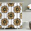 Modern Bathroom Shower Curtain Black Flower Print Waterproof Fabric Decorative Home Decoration White With Yellow Flowers (180X24