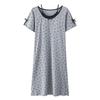 Women's Summer Ice Silk Two-Piece Nightdress with Breast Pads - Short-Sleeved, Sweet, Knee-Length