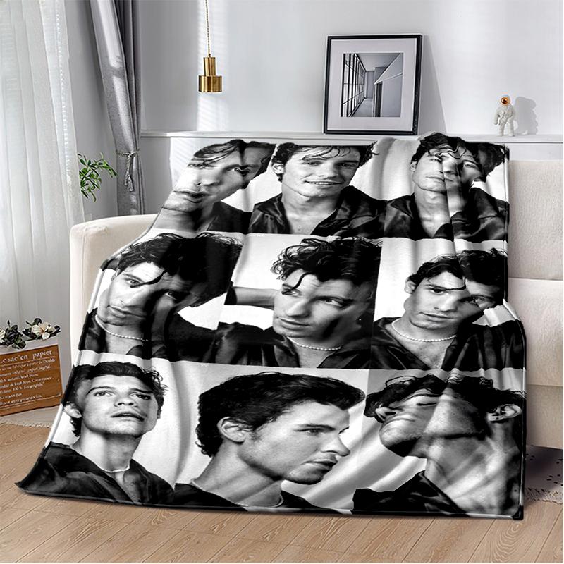 3D Shawn Mendes Handwritten Singer Soft Plush Blanket,Flannel Blanket Throw Blanket for Living Room Bedroom Bed Sofa Kid Gift