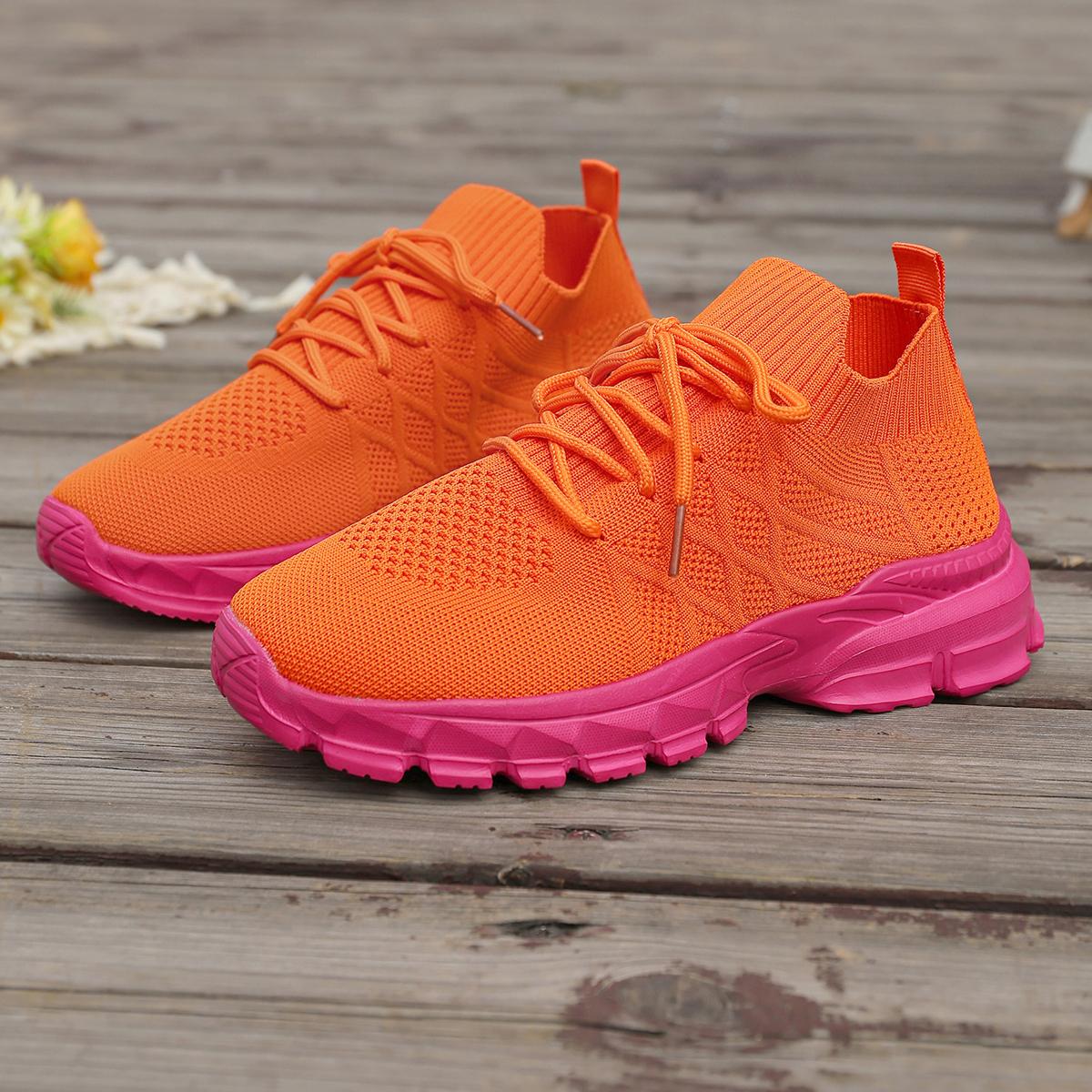 

Модная женская спортивная обувь Удобные легкие кроссовки Дышащая сетка Обувь на платформе Модная женская уличная повседневная обувь 35 оранжевый