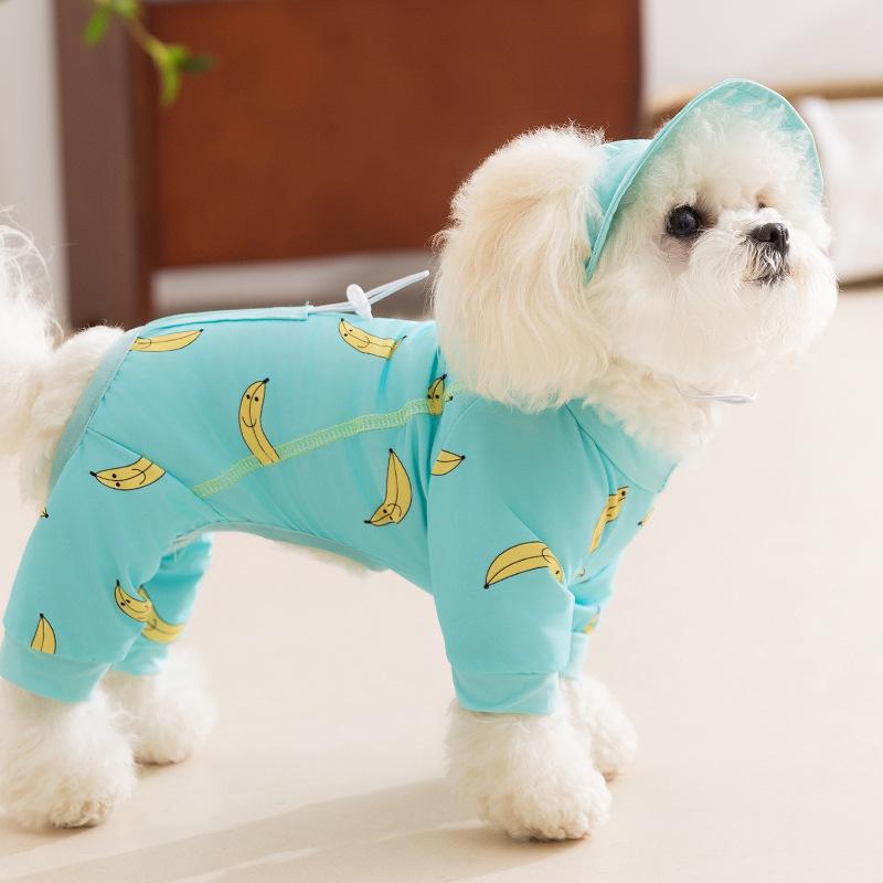 Pet Full Print Spring Summer Teddy Bear Small Dog with Hat Out Four Feet Sun Protection Cool Clothes Dog Clothes