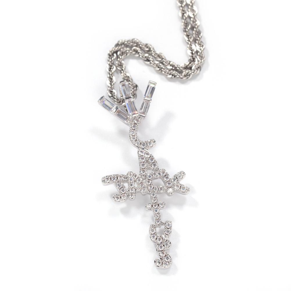 

Hip Hop Trend Brand Diamond Cactus Jack Letter Pendant Necklace E-commerce